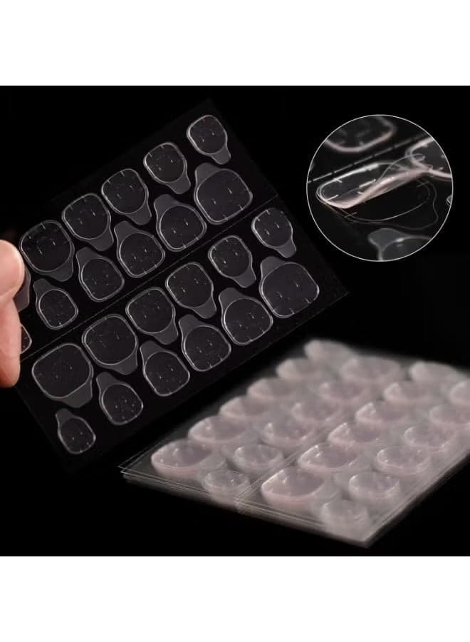 Press-on Nails - 12 Medium Pieces - Artificial Nails, Perfect for Parties, Comes with 1 Sheet of Double-Sided Adhesive - Oval Shape Press On False Nails (٣)