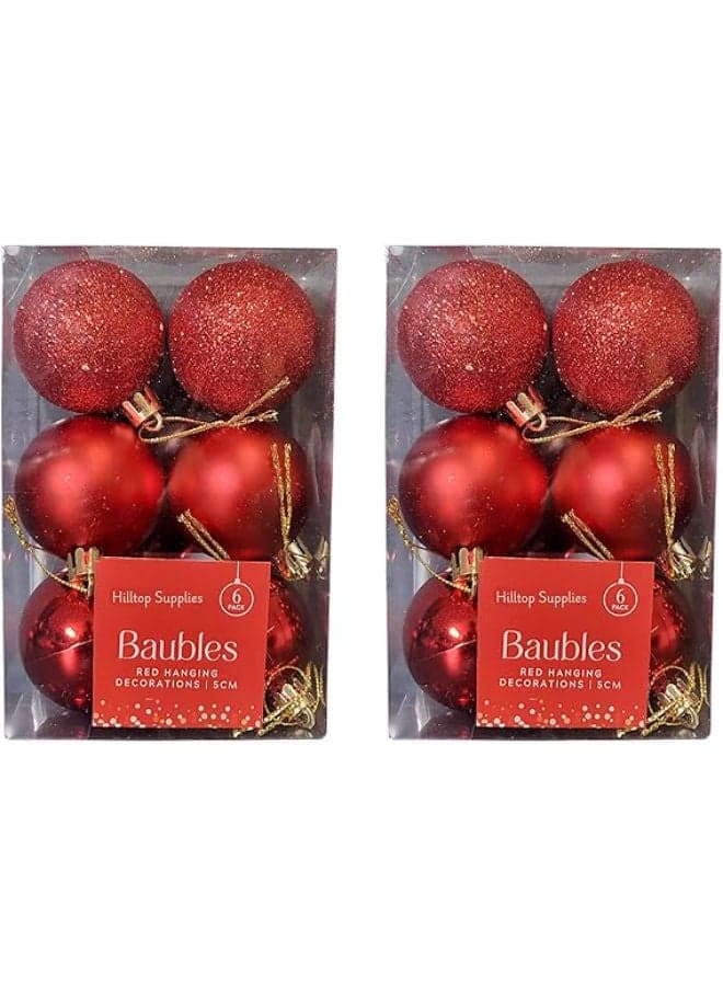 Pack of 12 assorted baubles, 5cm in diameter Home Decor Ornaments (٤)