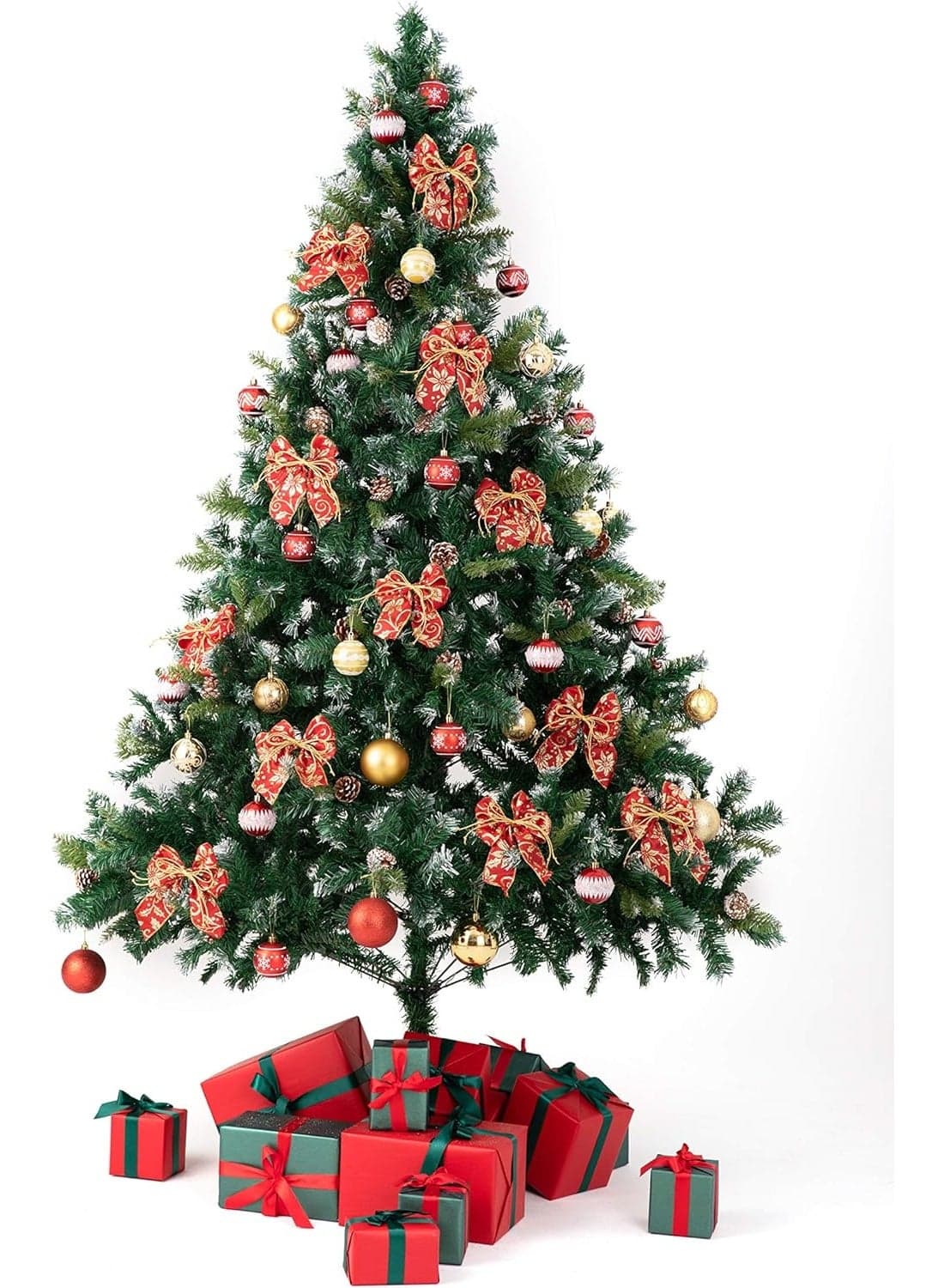 Red Christmas Bow, Pre-Tied. 22" Fabric Bow, Christmas Wreath Bow, Christmas Tree Decoration, Christmas Party Decoration Bows (Red Organza) Home Decor Ornaments (٣)