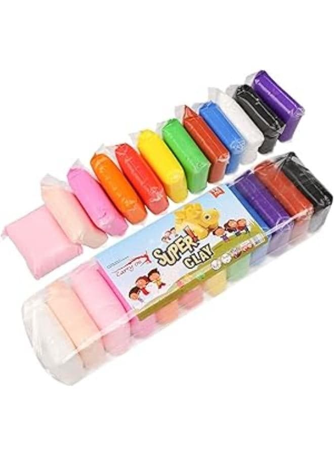 The Qualitystore Ultra-Light Creative Art and Craft Air Dry Super Clay with Carving Molding Tools Kit for Girls and Boys; Kids Above Age 5+ Year Old (Pack of 12)… Clay & Dough