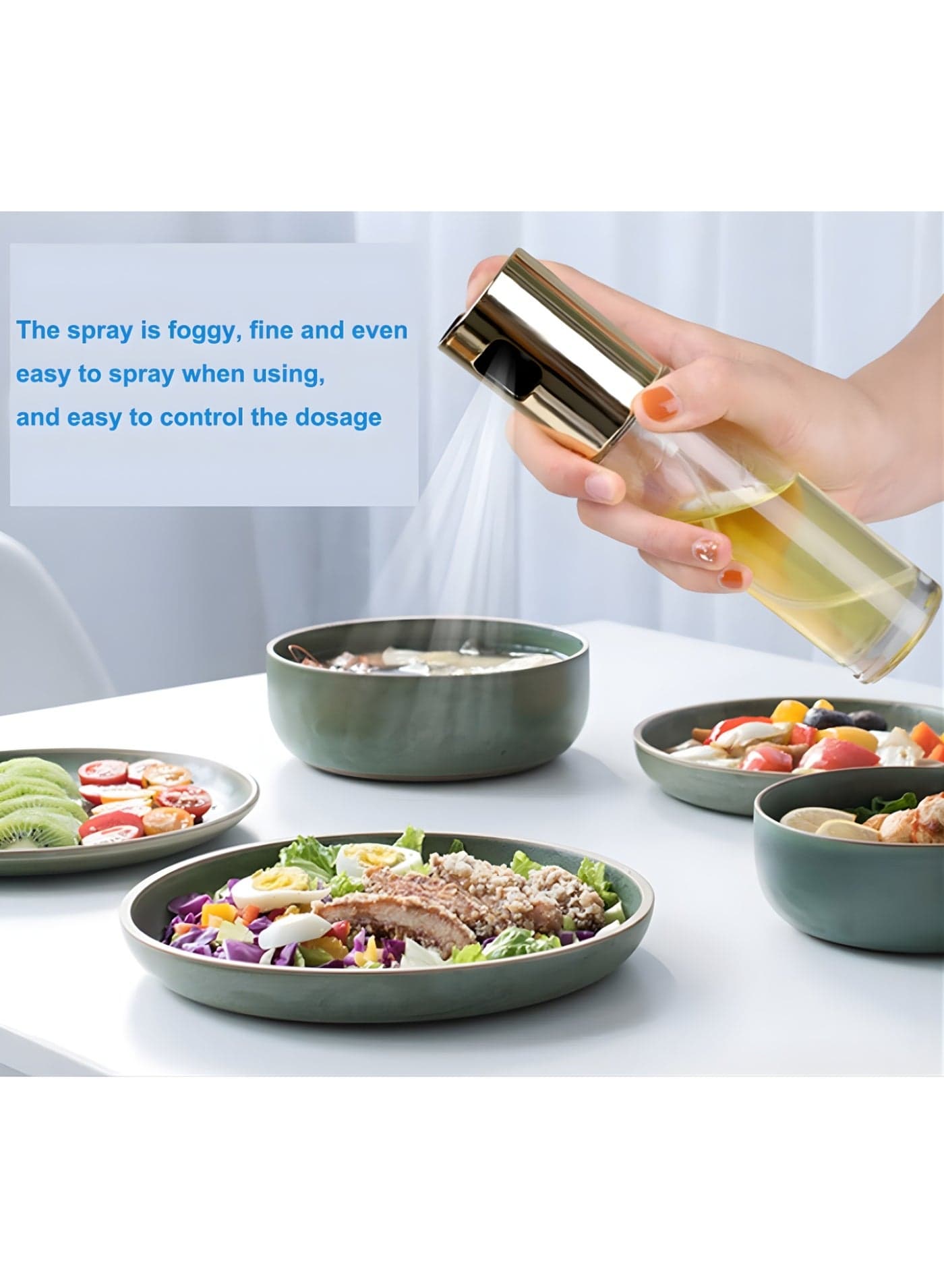 100ml Glass Oil Sprayer Bottle - Elegant Kitchen & Table Mister - Rose Gold Design for Precise Oil & Vinegar Spraying. Oil Dispensers (٤)