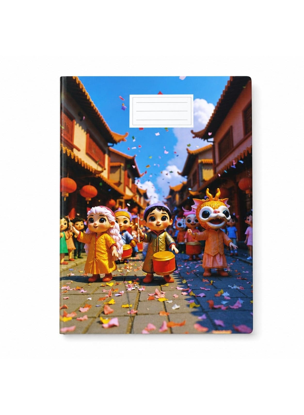Extra Line Stapled 0.5 cm Grid University Notebook, 40 Sheets, Carnival Design, Bristol Coated Cover, A4