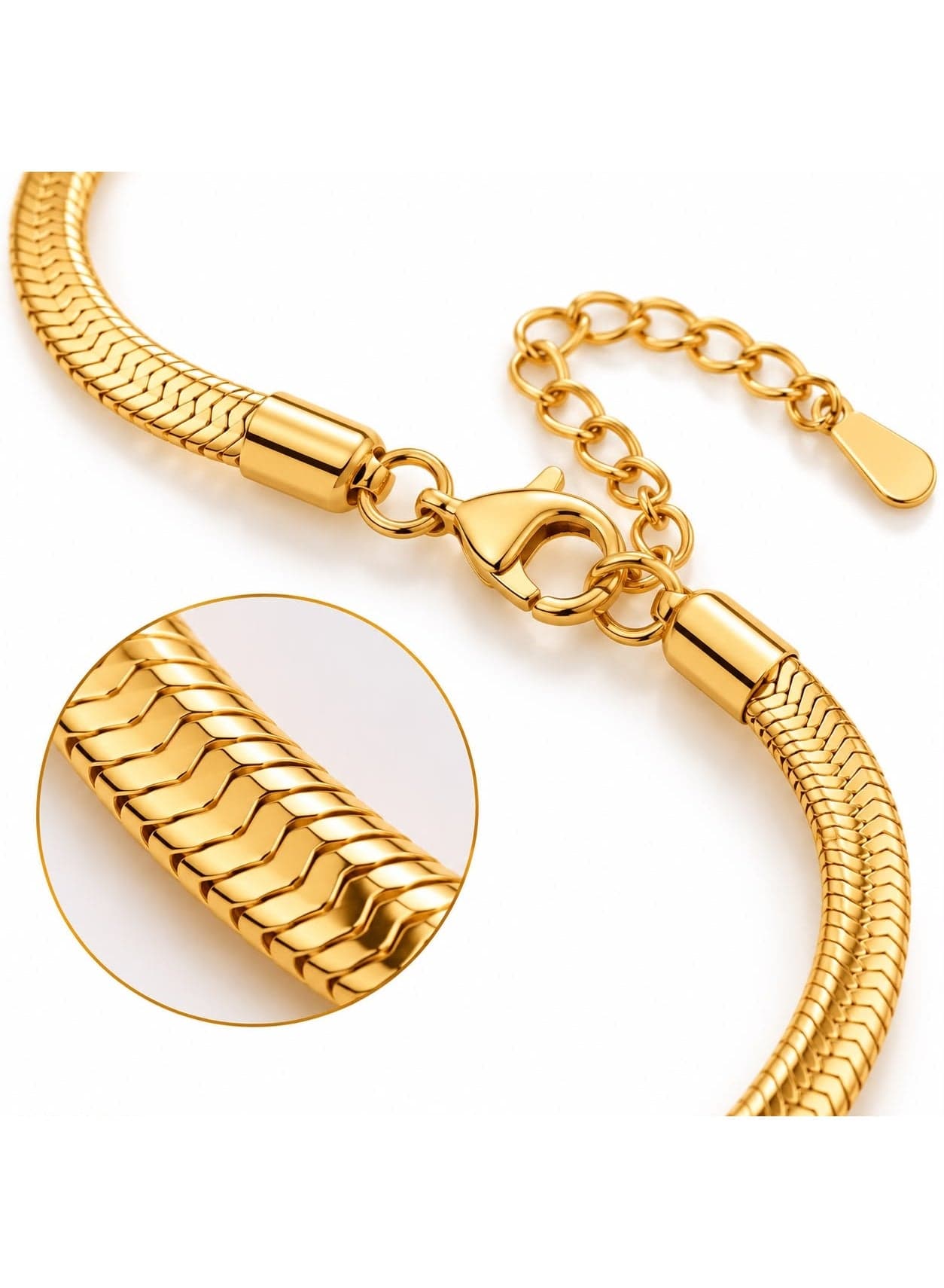 Classic Gold-Tone Stainless Steel Snake Chain Anklet for Women, Sleek Elegant Design for the Ankle, Stylish Fashion Jewelry for Everyday Wear and Special Occasions (3)