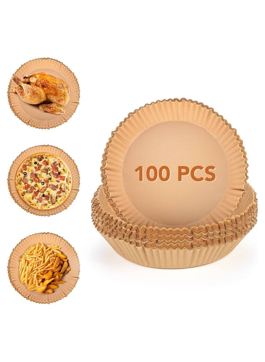 Air Fryer Disposable Paper Liner, 100PCS Non-Stick Air Fryer Liners Baking Paper for Fryer Microwave Oven, Air Fryer Parchment Paper Liners for Baking,16cm, Round (3)