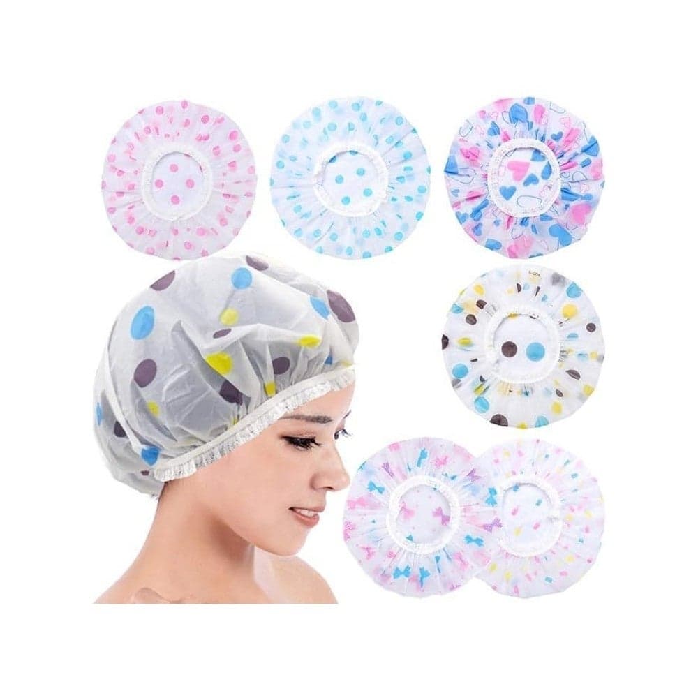2 Pieces Waterproof Shower Cap, Reusable Elastic Hair Cover, Light Shower Cap to Keep Hair Dry During Shower, Spa and Hair Care, Suitable for Long and Thick Hair - Pink Stars