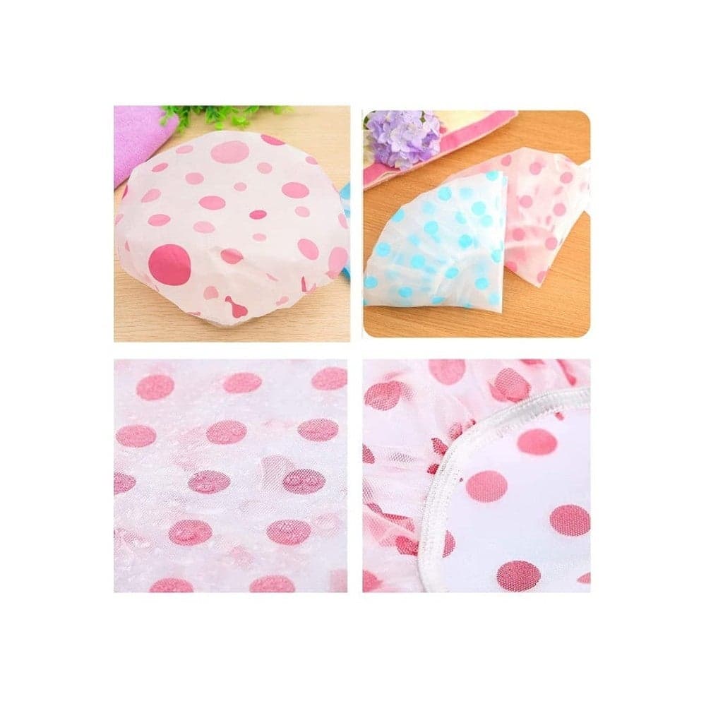 2 Pieces Waterproof Shower Cap, Reusable Elastic Hair Cover, Light Shower Cap to Keep Hair Dry During Shower, Spa and Hair Care, Suitable for Long and Thick Hair - Pink Stars (6)