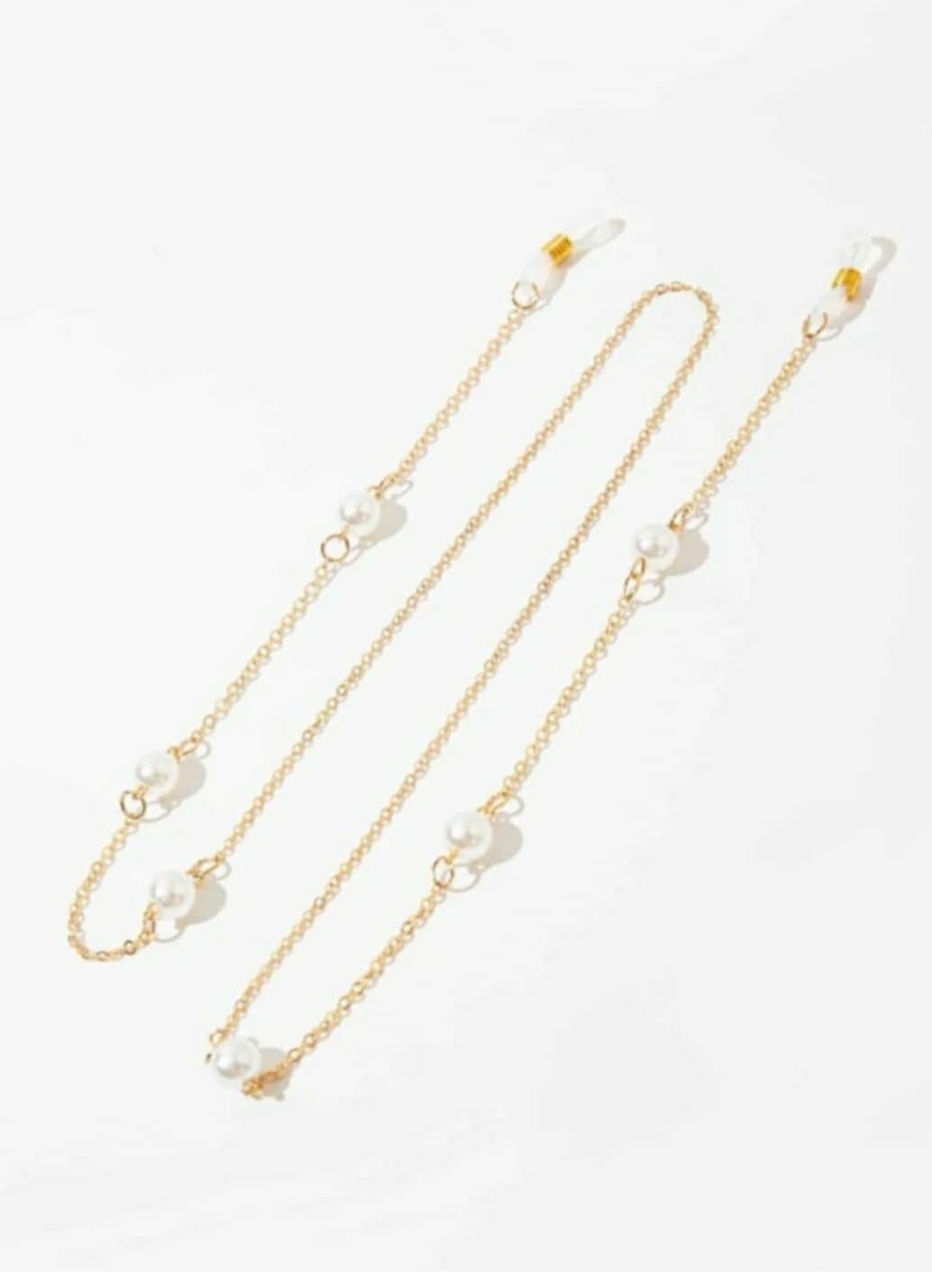 Women Eyeglasses Golden Metal Chain With Pearls Women's Fashion