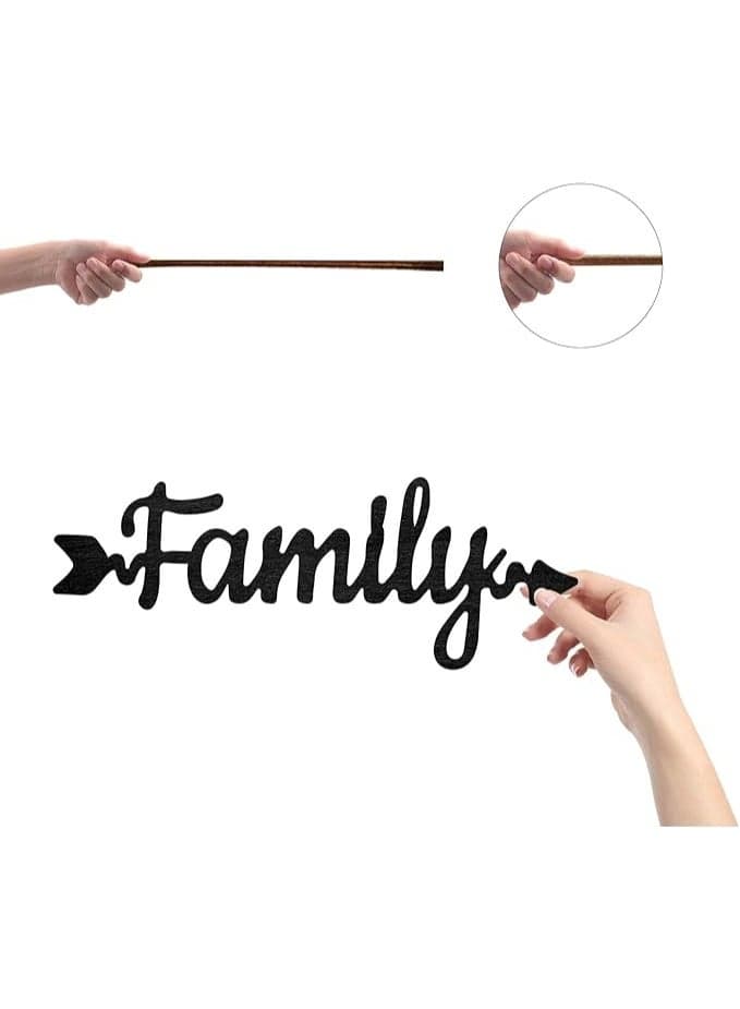 CREATCABIN “FAMILY” Laser-Cut Wooden Arrow Sign — Black Wall/Front-Door Decor, 11.9″ × 4.3″ Other Wall Art (4)