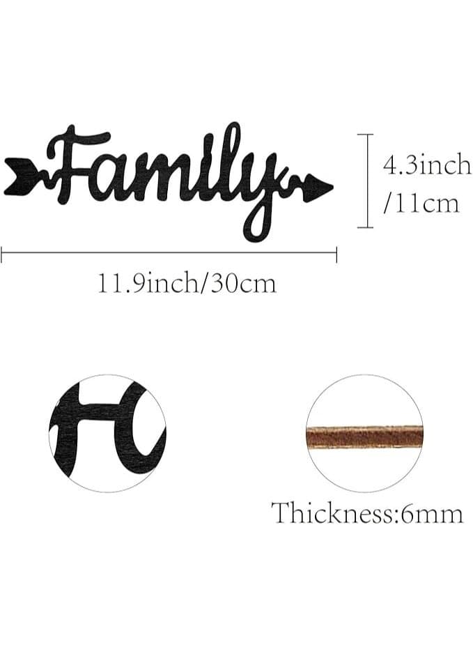 CREATCABIN “FAMILY” Laser-Cut Wooden Arrow Sign — Black Wall/Front-Door Decor, 11.9″ × 4.3″ Other Wall Art (5)