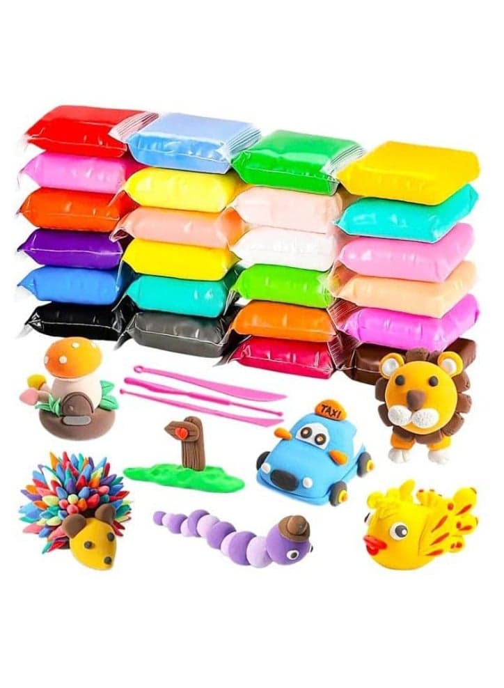 VGRASSP Super Light DIY Soft Creative Colorful Playing Clay Art & Craft Dry Clay Fun Toy Kit Children Educational Toy for Crafts Stress Relief Mud Toy for Kids Pack of 2 Basic & Life Skills Toys
