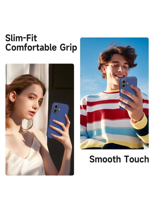 Compatible with iPhone 16 Plus Case 6.7 Inch Slim Liquid Silicone 4 Layers Soft Gel Rubber Shockproof Protective Phone Case with Anti Scratch Microfiber Lining (Blue) Cases & Covers (٥)
