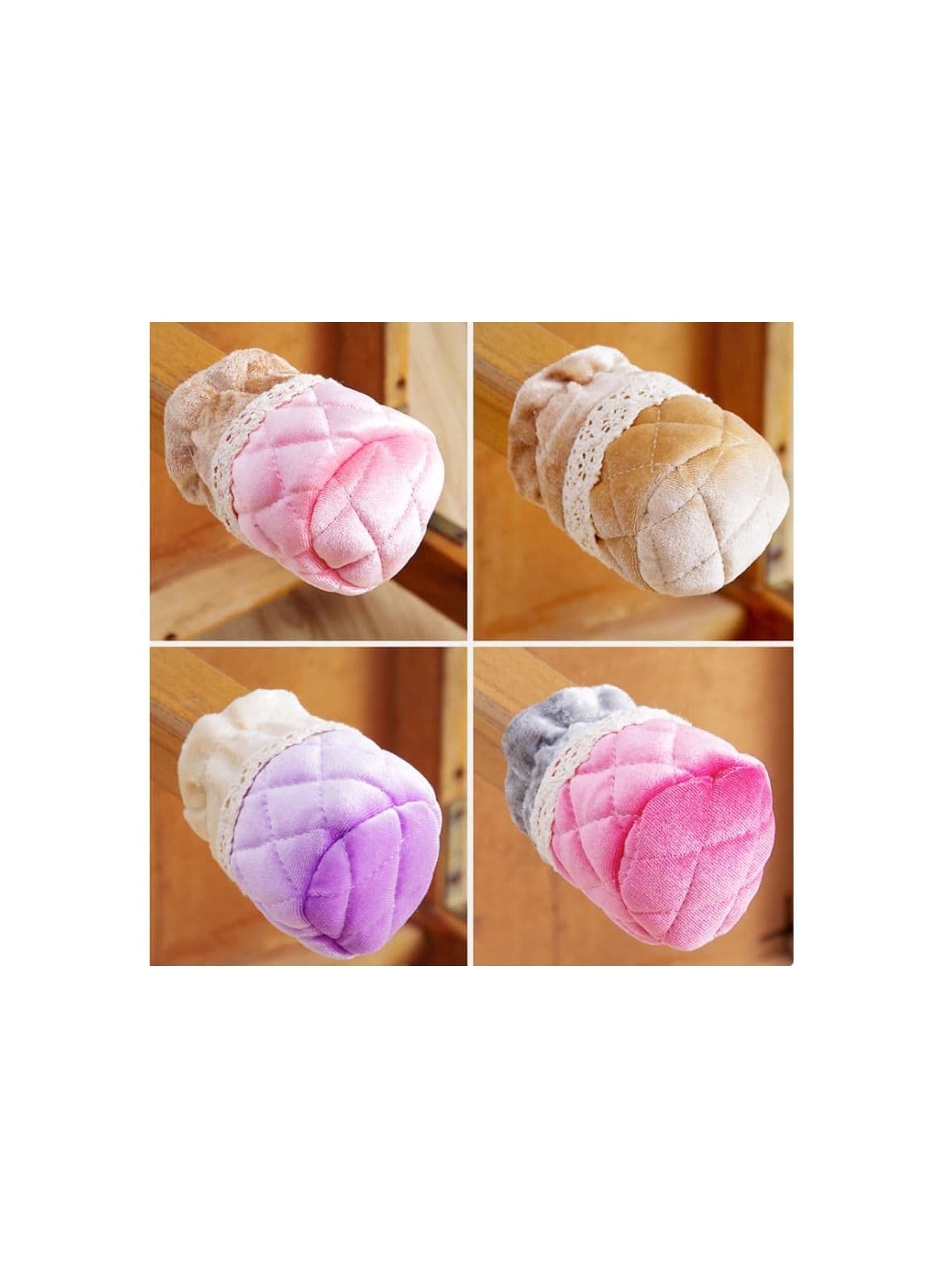 4 Pieces Non Slip Elastic Flannel Chair Leg Floor Protector Caps Cloth Socks Draft Stoppers (٣)