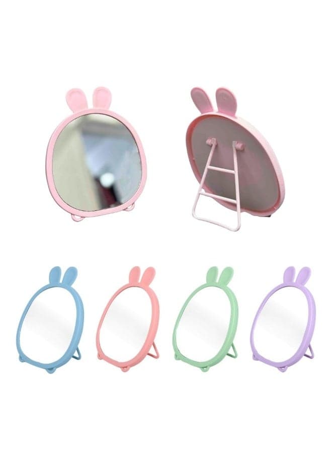 Cute Bunny Ear Desktop Vanity Mirror Foldable Portable Makeup Mirror for Dressing Table Bathroom Office Dorm Room High Clarity Glass Mirror Lightweight Freestanding Cosmetic Mirror 20x15 cm (٧)