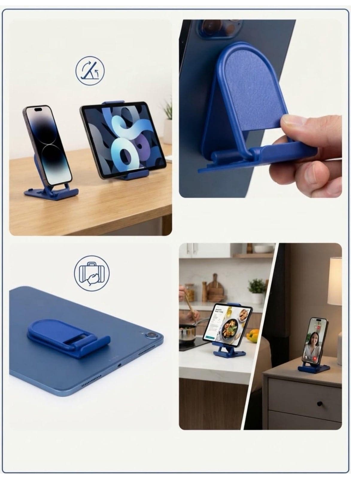 Mini Phone Stand Holder – Universal Adjustable Mobile Stand Compatible with All Smartphones – Compact, Foldable Desk Holder – Blue Mounts & Holders (٤)