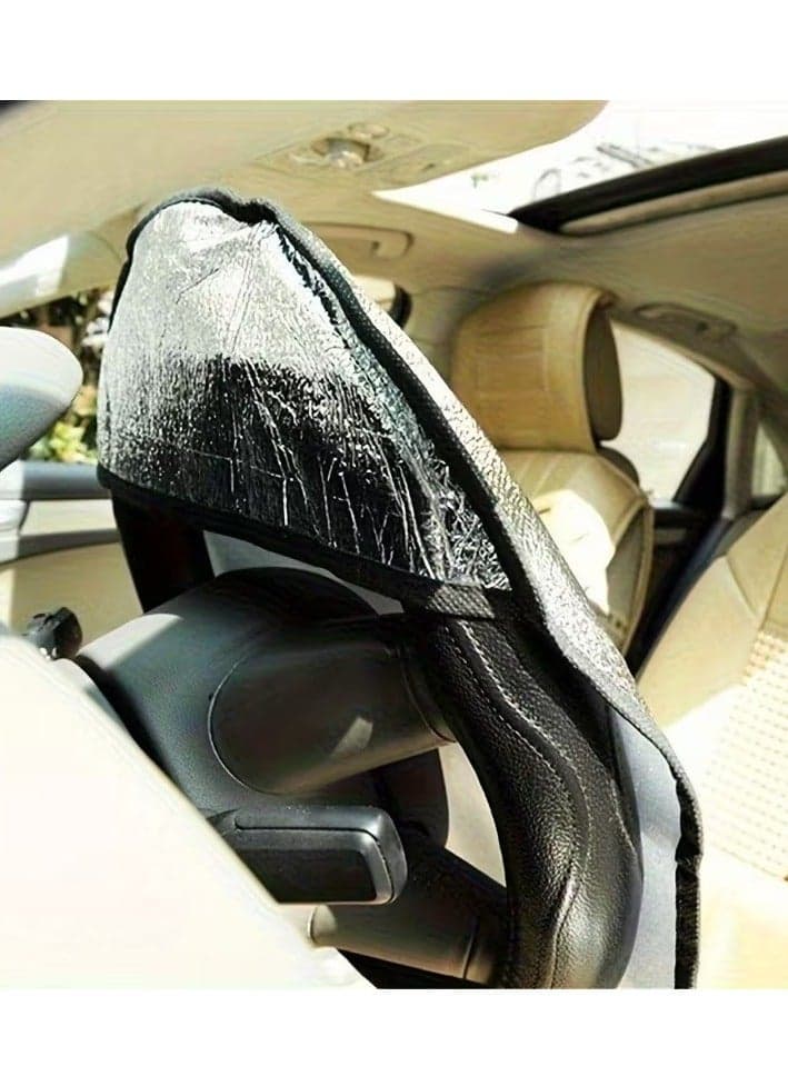 44cm Steering Wheel Sunshade Cover, Heat & UV Reflective Protective Shield for Car Steering Wheel During Parking - Lightweight, Single Layer (8)