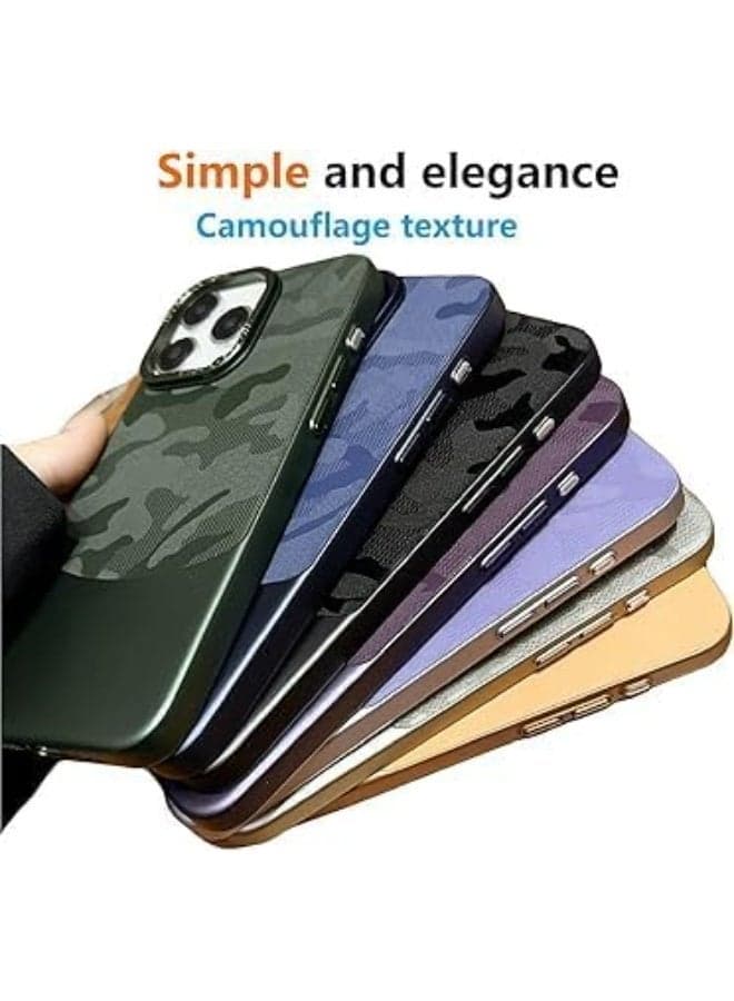 Fekra Luxury Camouflage Hard PC Case For iPhone 15 pro Metal Lens protection Matte shockproof Back cover (Pine green, iphone 15 pro) (3)