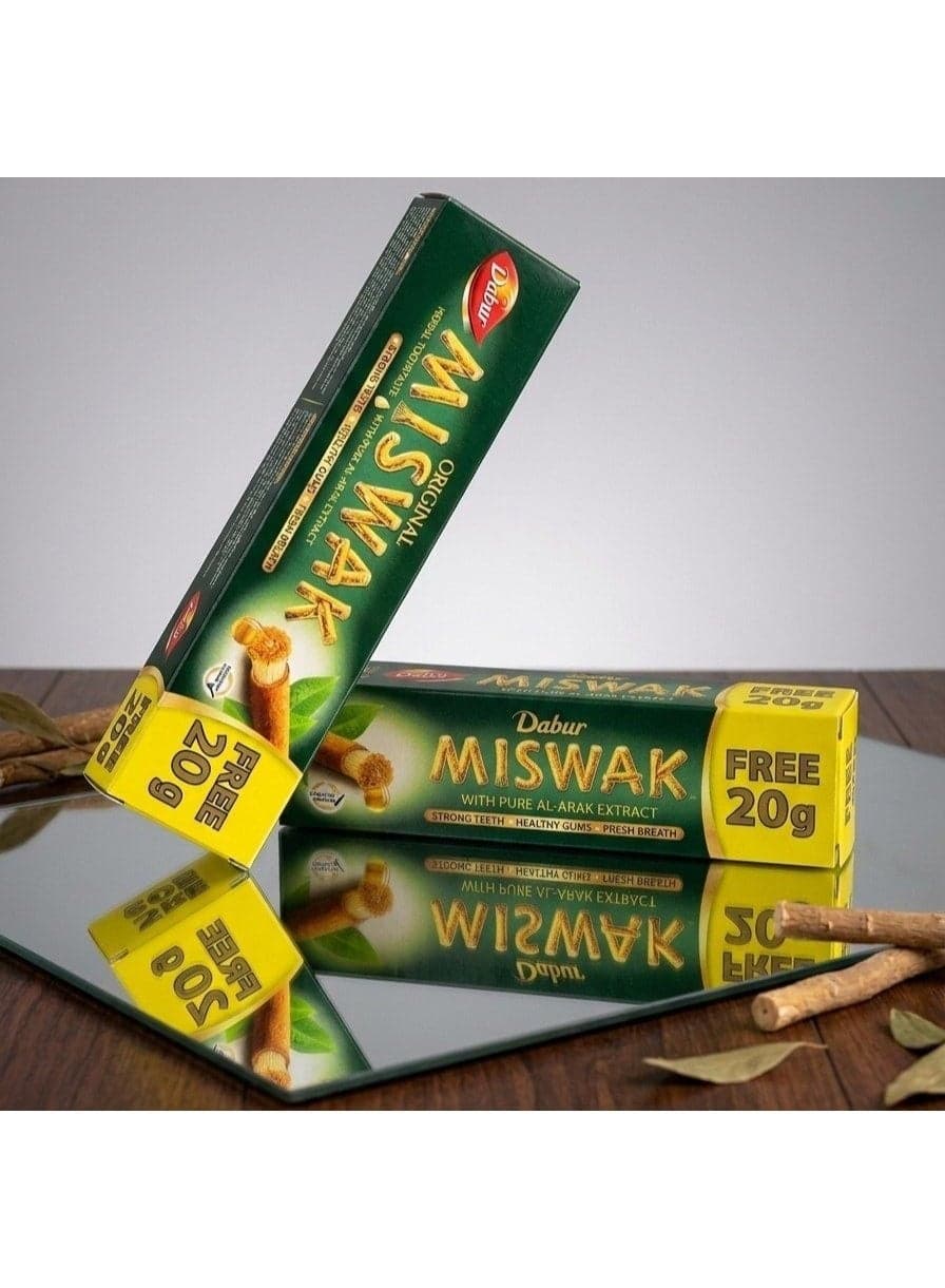 Dabur Miswak Original With Pure Al-arak Extract 60 gm+20gm for 2 pieces (Packaging may vary) Toothpaste