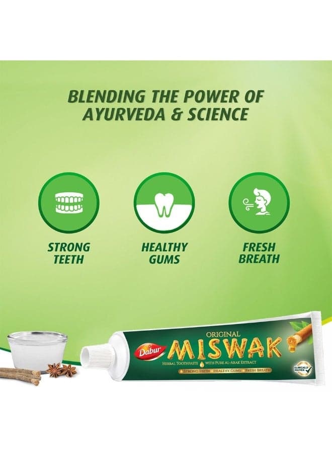 Dabur Miswak Original With Pure Al-arak Extract 60 gm+20gm for 2 pieces (Packaging may vary) Toothpaste (٥)