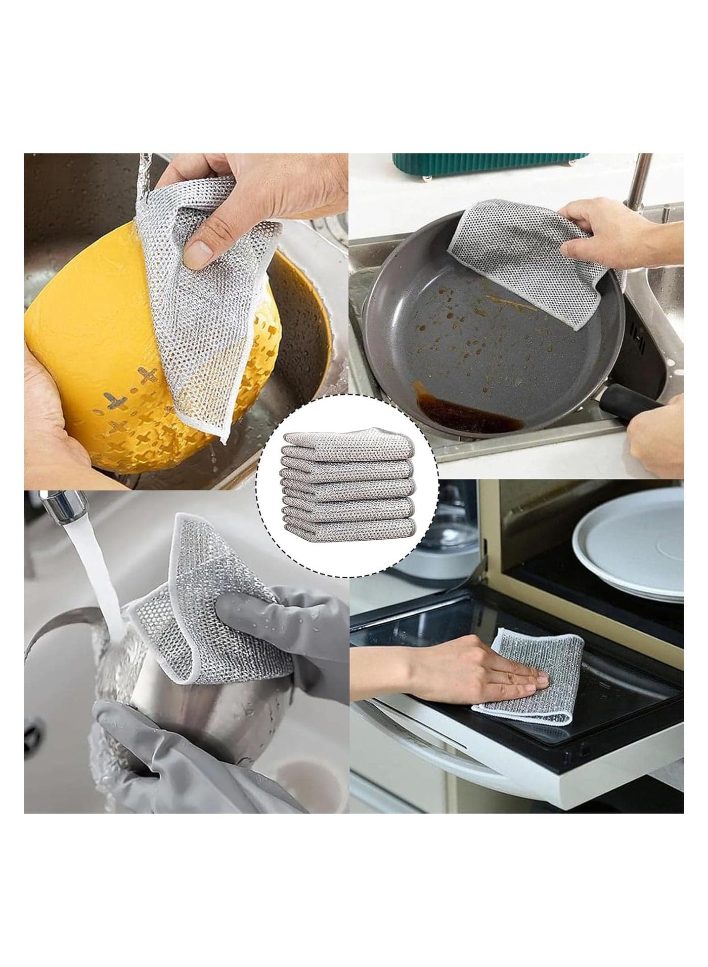 6pcs Multipurpose Wire Dishwashing Rags for Wet and Dry Non-Scratch Wire Dishcloth Reusable Kitchen Cleaning