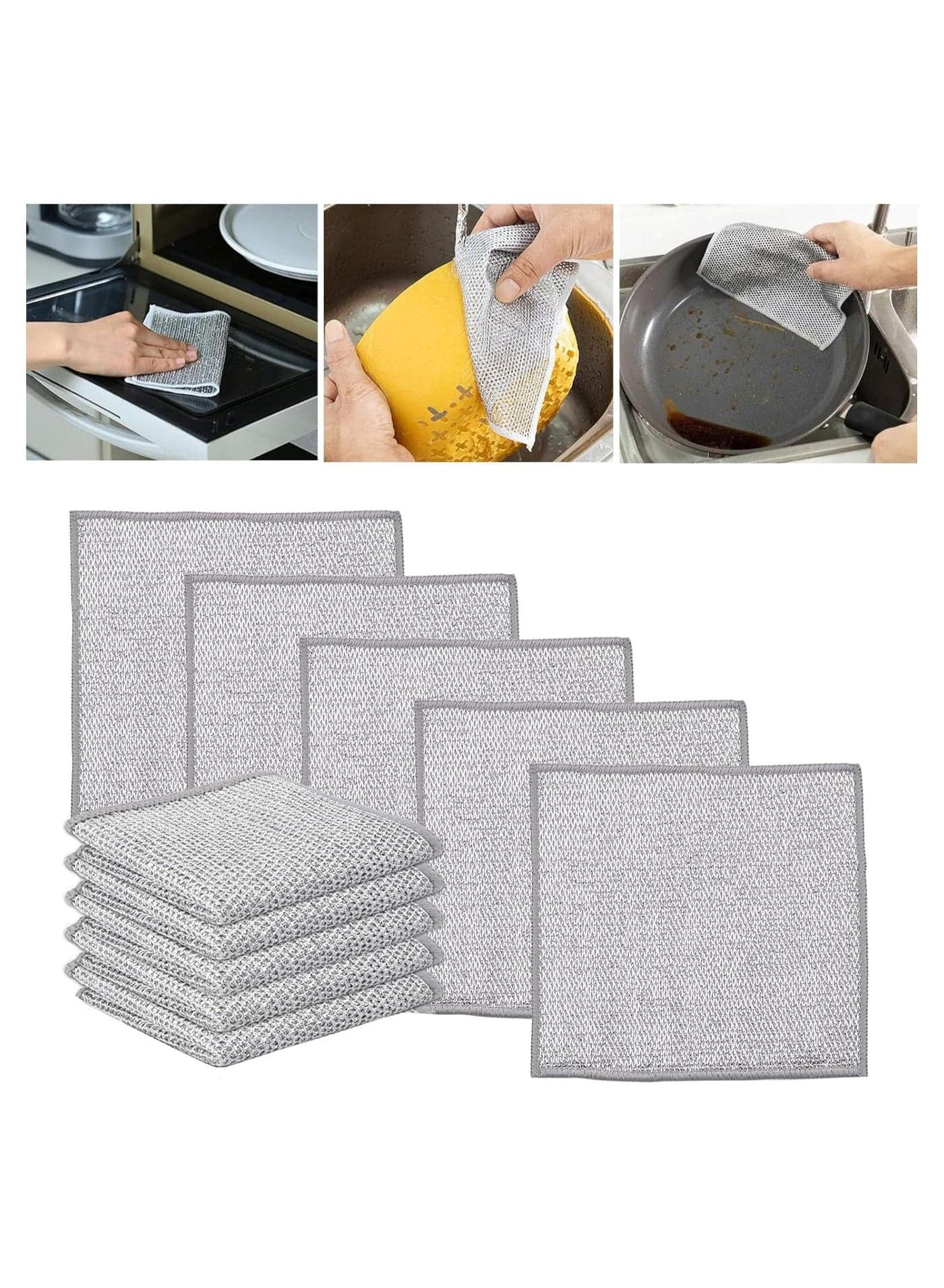 6pcs Multipurpose Wire Dishwashing Rags for Wet and Dry Non-Scratch Wire Dishcloth Reusable Kitchen Cleaning (2)