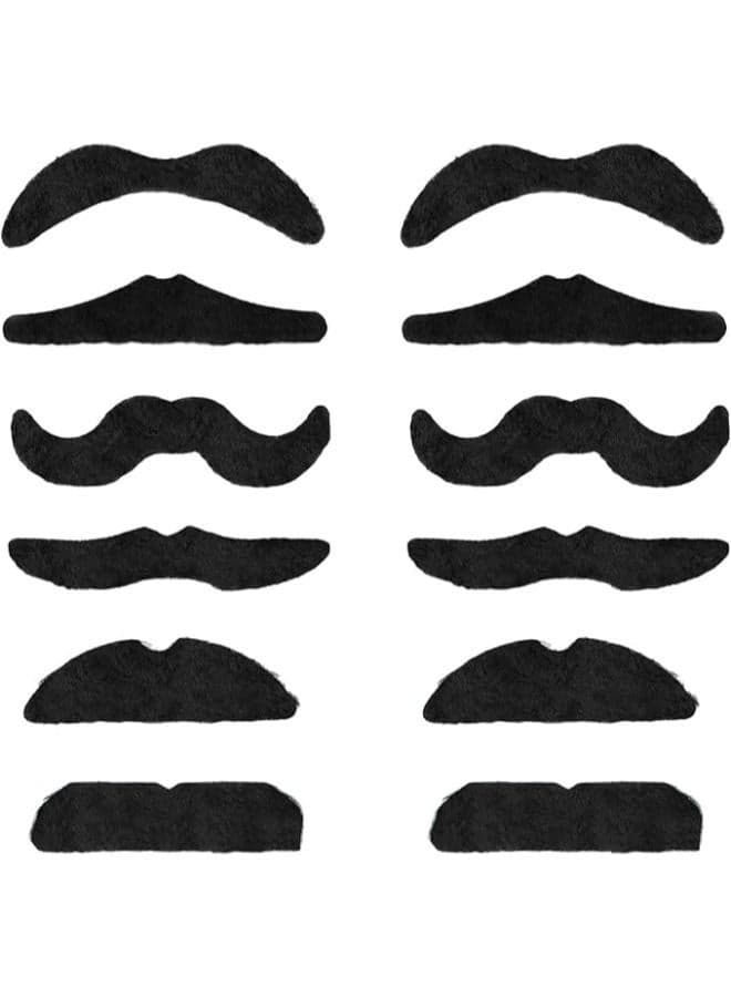 Pack Of 12 Self-Adhesive Fake Moustache for Masquerade & Costume Costume Accessories