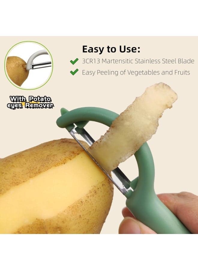 Professional stainless steel vegetable and fruit peeler – Vertical multi-purpose peeler with a sharp blade for easily peeling potatoes, cucumbers, carrots, and fruits (٦)