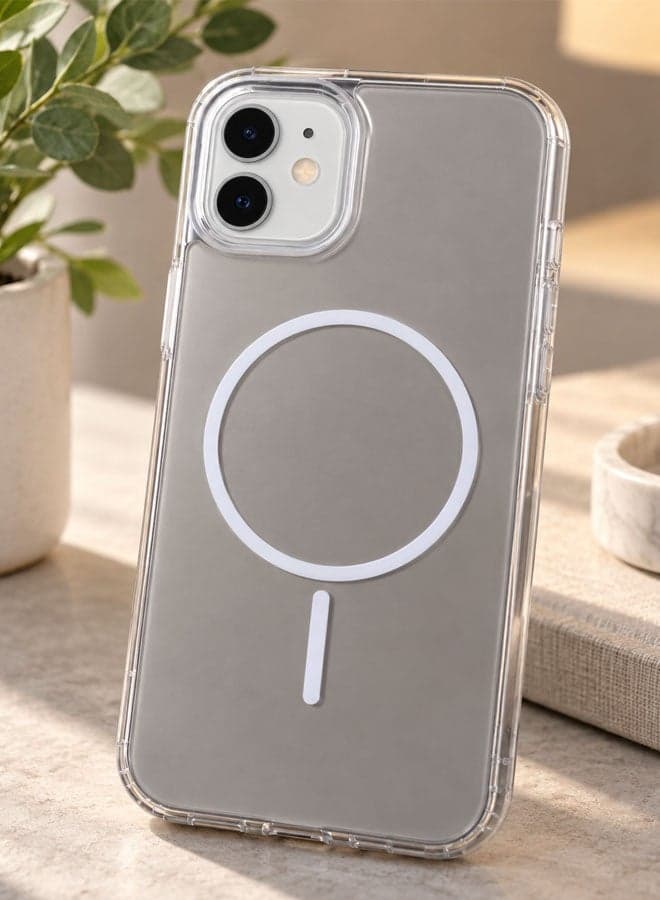 MagSafe Case for iPhone 12\12 Pro – Shockproof Magnetic Cover, Colored Back with Clear Edges, Scratch-Resistant, Raised Camera Protection, Slim Protective Case - Titanium (٣)