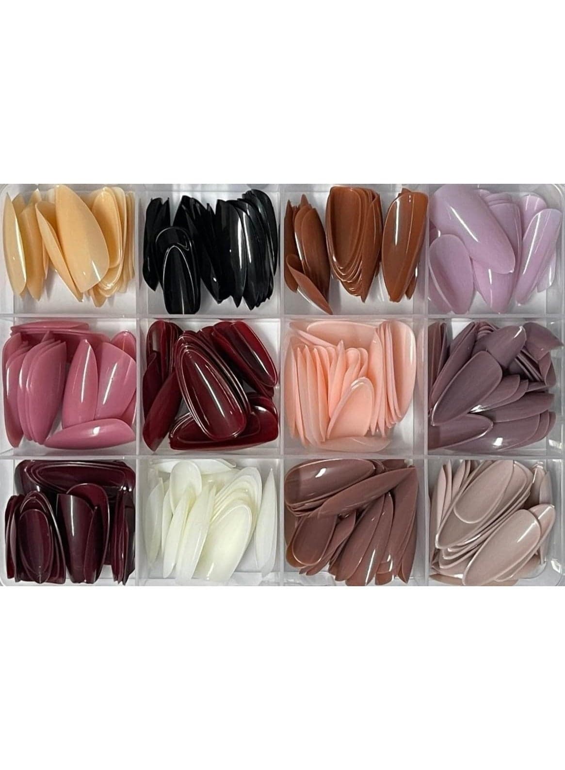 Glossy Press On Nails, 12 Colors Coffin Fake Nails Full Cover Short Nail Oval Shape False Nails Artificial Fingernails for Women Girls(Glossy) Nail Art (٢)
