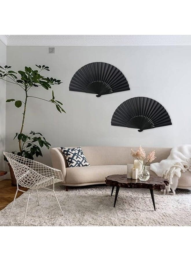 Black Folding Fan, Style Handheld Fan with Fabric Plastic Frame for Wedding Party Dancing Kitchen & Home Appliances (٣)