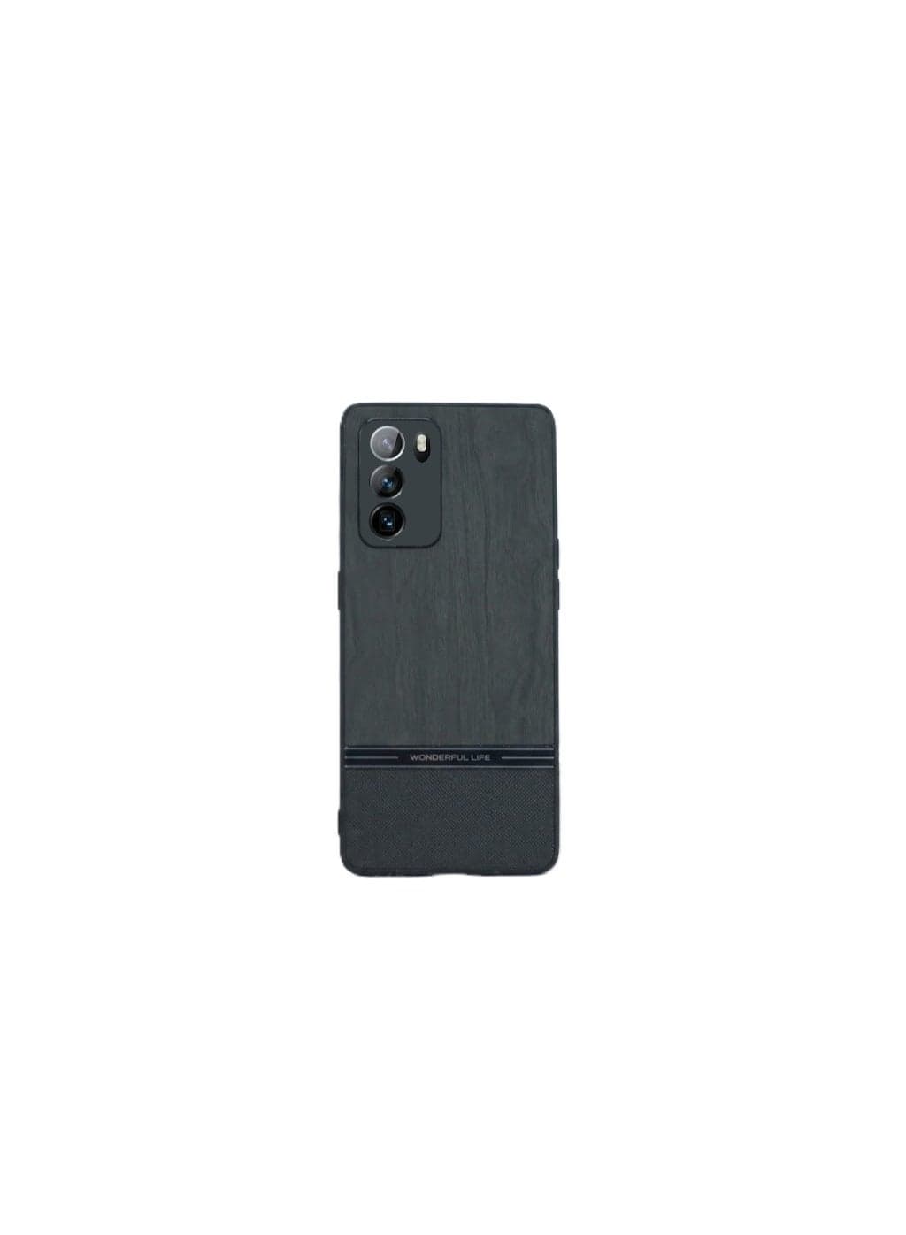 Compatible with for Reno 6 pro Shockproof Wood Grain Skin PU and TPU Shockproof Luxury Phone Case (Black) Cases & Covers