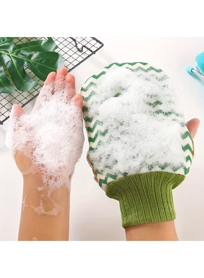 Deep Exfoliating Body Glove (12 x 22 cm) - Coarse Loofah for Removing Dead Skin, Keratin, and Goosebumps - Advanced Griddle Texture Bath Loofah with Soft, Non-Slip Wool Lining - Suitable for All Body Areas to Reduce Ingrown Hairs and Achieve a Healthy Look - Random Color (3)