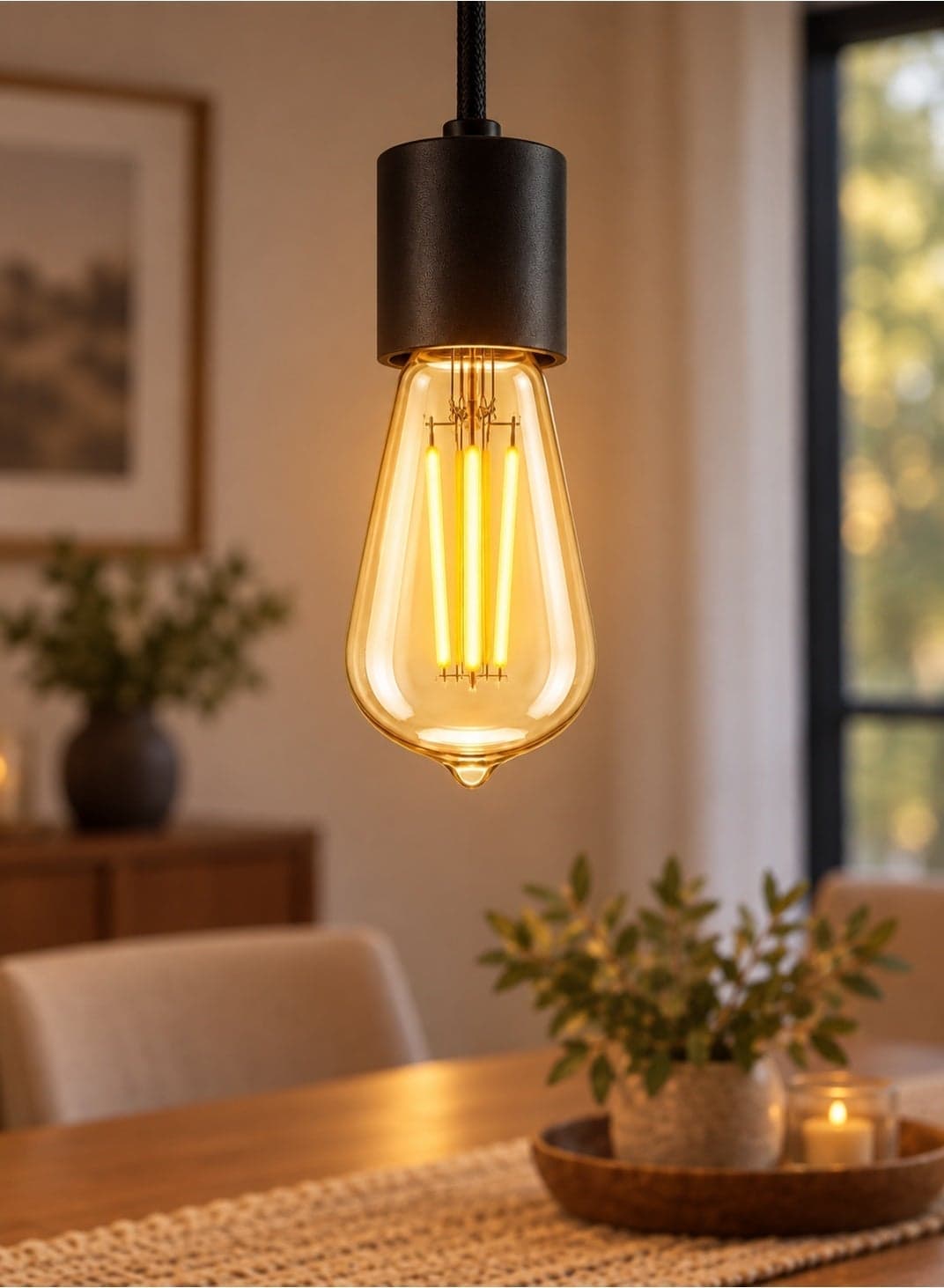 6W ST64 Edison LED Filament Bulb, E27 Base, Warm Decorative Light (٤)