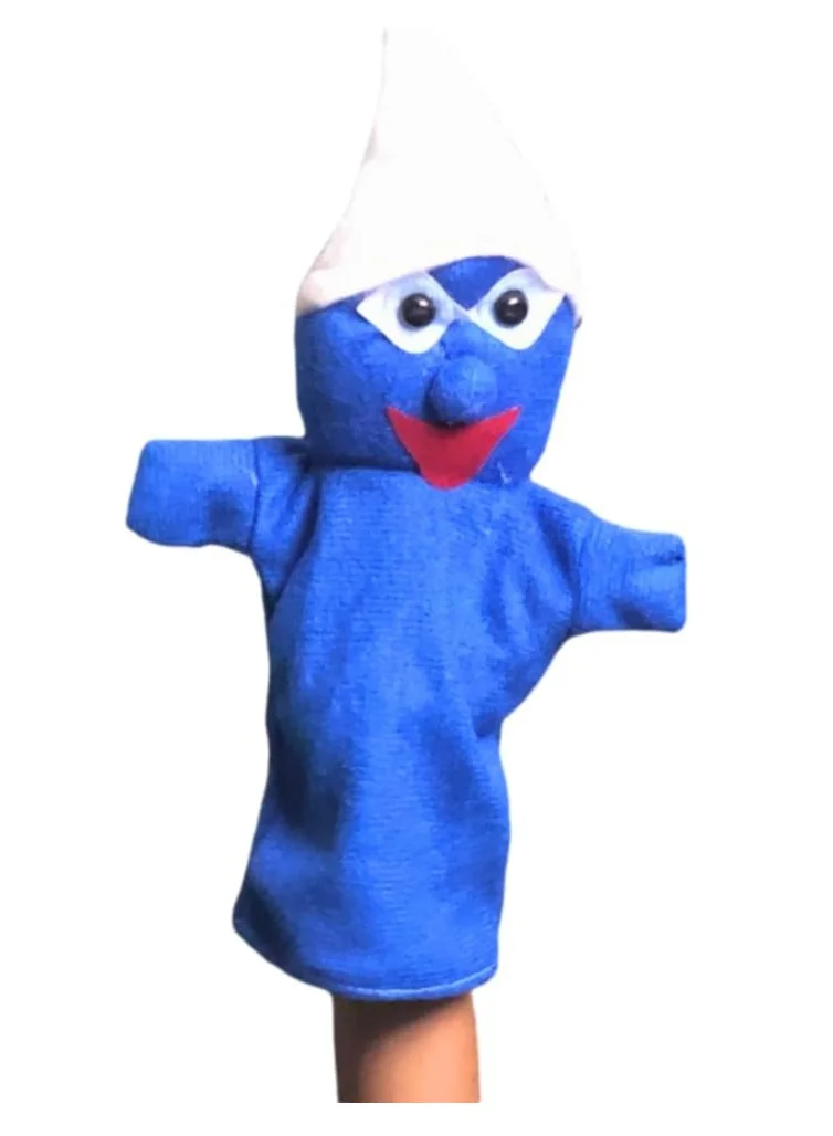 Hand Puppet Assorted Characters Soft Plush Interactive for Storytelling Role Play and Early Learning Fun (Smurf)