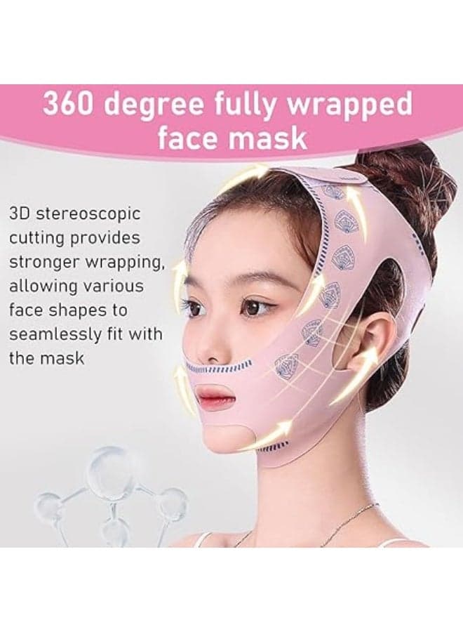 Lycra rubber V Face Mask for Face Lift Facial Slimming Bandage for Chin Cheek Double Chin Reducer for Women Men Skin Tightening Belt for Slim Lift, 1 count Face Massagers & Rollers (٤)