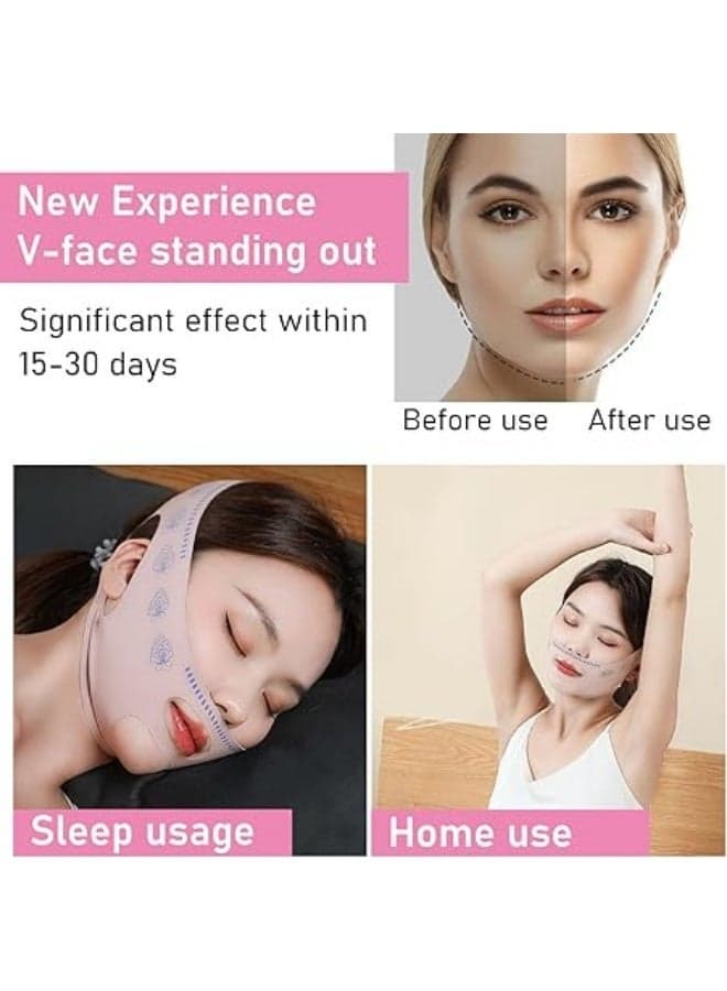 Lycra rubber V Face Mask for Face Lift Facial Slimming Bandage for Chin Cheek Double Chin Reducer for Women Men Skin Tightening Belt for Slim Lift, 1 count Face Massagers & Rollers (٣)
