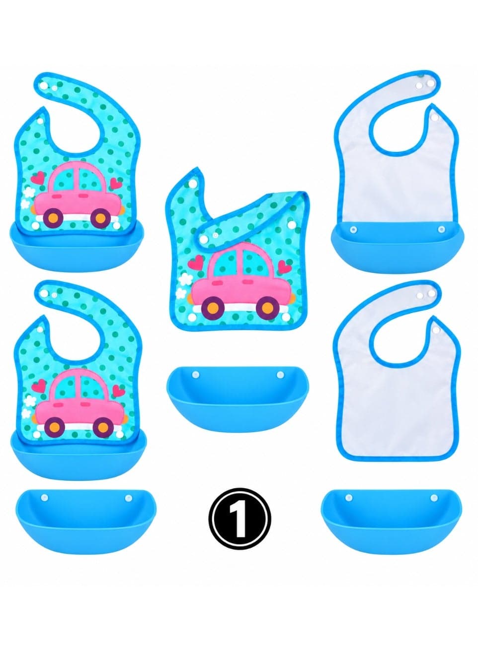 Silicone Baby Feeding Bib with Deep Wide Food Catcher Pocket, Waterproof Food Grade and BPA Free, Adjustable Washable Easy Clean Foldable Bib for Boys and Girls, Meals, Snacks, Self Feeding, Travel and Everyday Use (4)