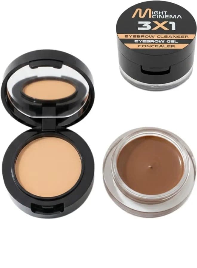 Might Cinema 3 In 1 Professional Eyebrow Styling Kit with Brow Gel & Concealer - Shade 101