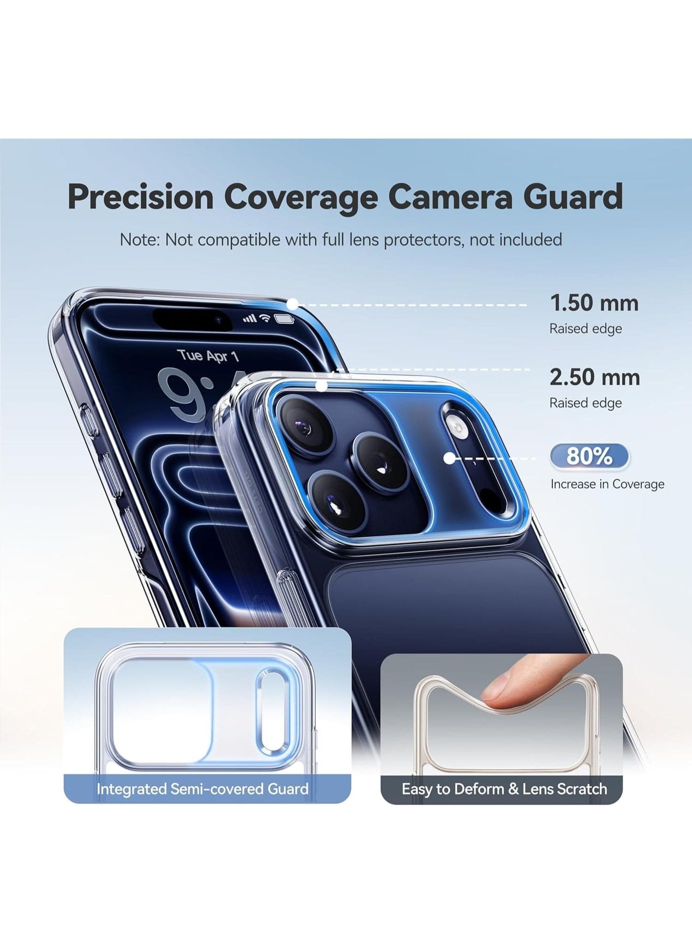 جراب iPhone 17 Pro شفاف كريستالي، 3X مضاد للاصفرار و TPU البكر، حماية من السقوط من الدرجة العسكرية 15 قدمًا، جراب نحيف شفاف للنساء والرجال لهاتف iPhone 17 Pro مقاس 6.3 بوصة، شفاف Cases & Covers (٧)