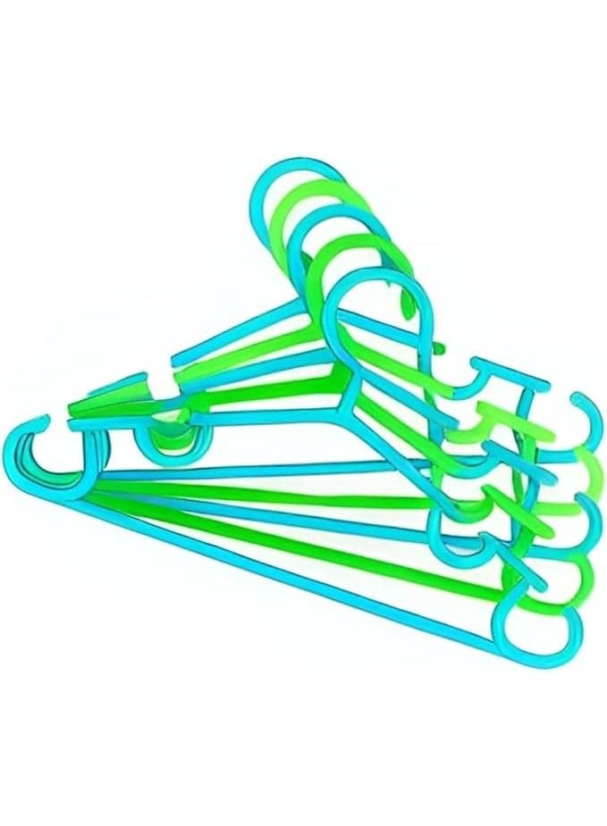 Small Plastic Clothes Hangers in Random Colors and Shapes with Extra Loops for Kids Dresses and Shirts, Durable, Lightweight, Non-Slip Design for Closet Organization and Storage, Set of 6 (٤)