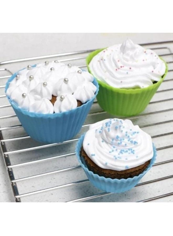 12-Piece Multicolored Silicone Cupcake Mold Set (3.8 x 2.6 x 1.7 inches) Cake Pop & Mini Cake Makers (5)