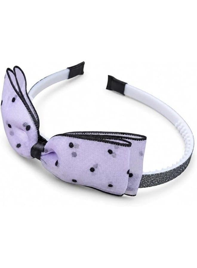 Girls' headband featuring an elegant polka-dot bow design and anti-slip teeth – First Choice hair accessories, perfect for everyday wear and special occasions. (٤)