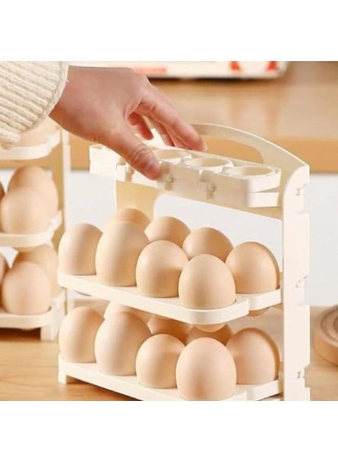3-Tier Foldable Egg Storage Box – Holds Up to 24 Eggs – Space-Saving Refrigerator Organizer (6)