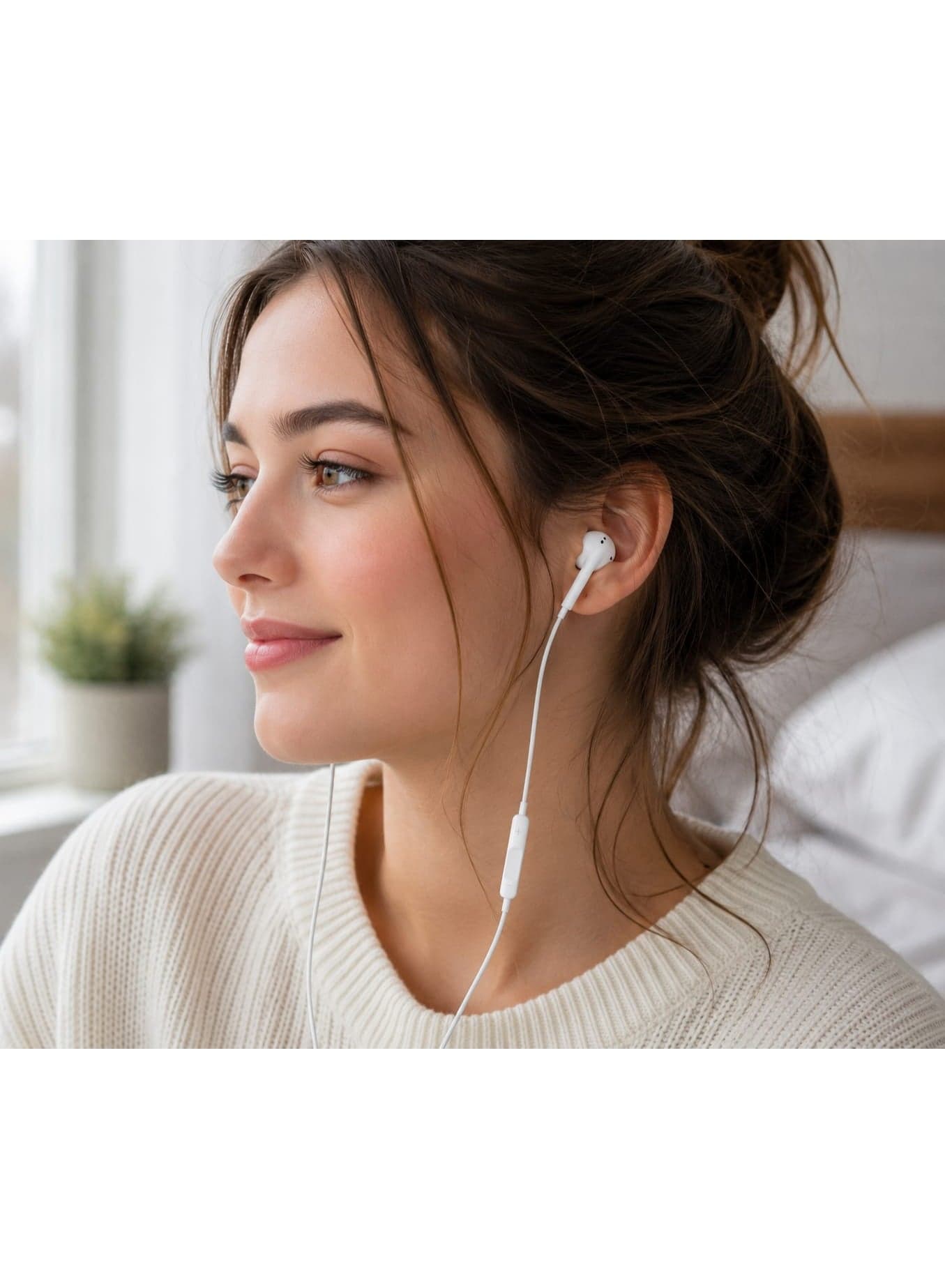 Wired Earphones with Lightning Connector – White – Features a built-in microphone, call and volume controls, and high-quality stereo sound – Model K12 Headphones & Earphones (٢)