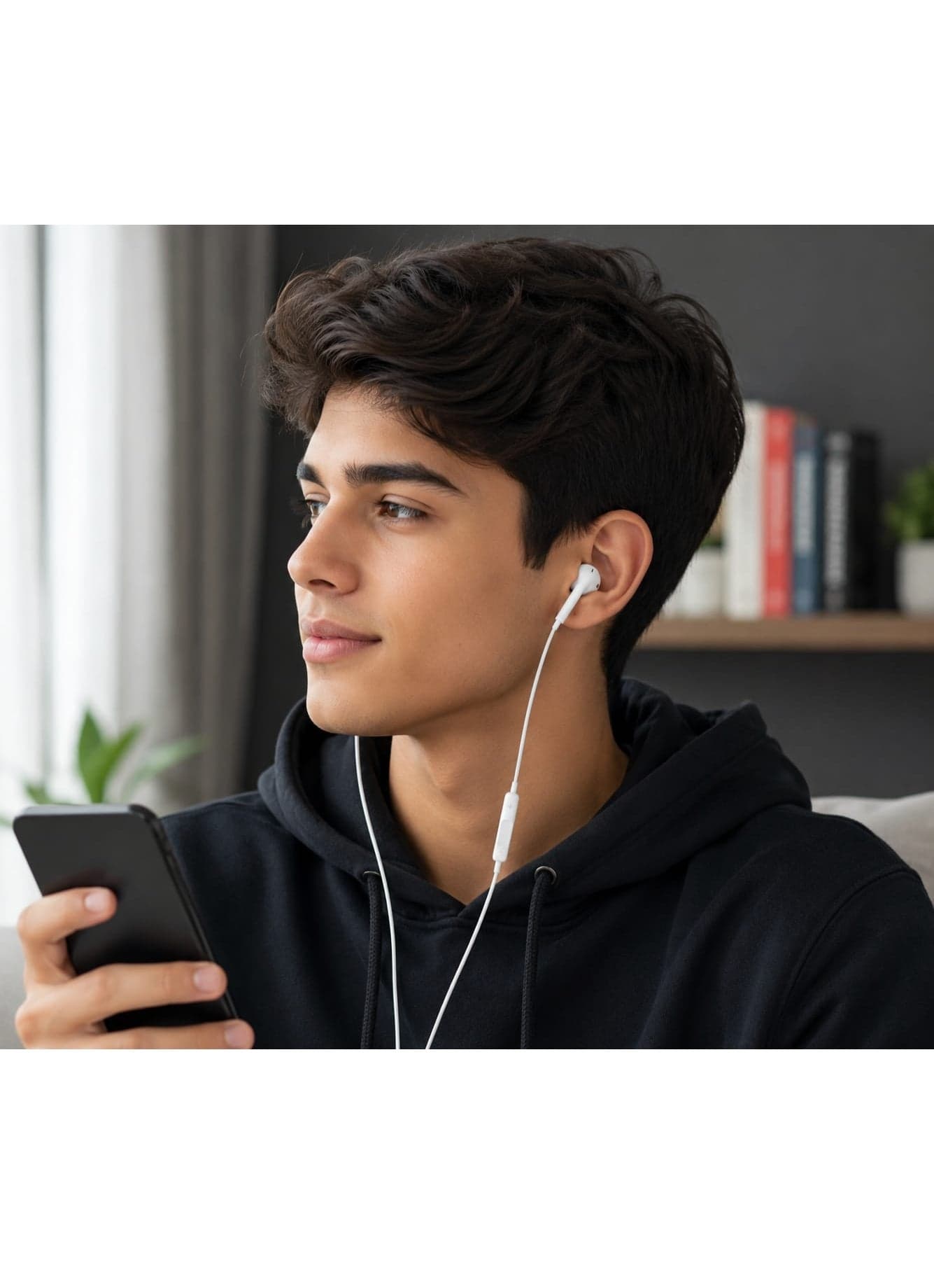Wired Earphones with Lightning Connector – White – Features a built-in microphone, call and volume controls, and high-quality stereo sound – Model K12 Headphones & Earphones (٣)