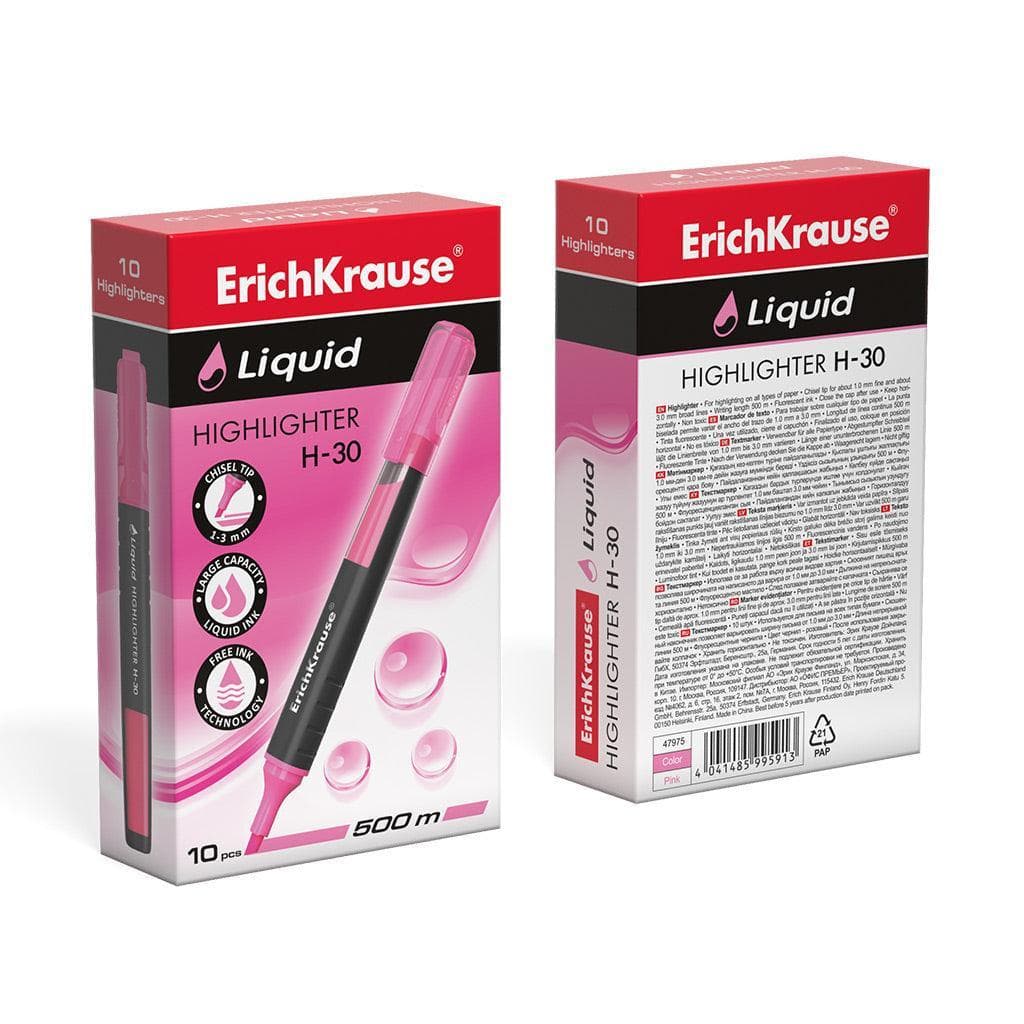 Highlighter ErichKrause® Liquid H-30, ink color: pink Stationery Sets (٣)