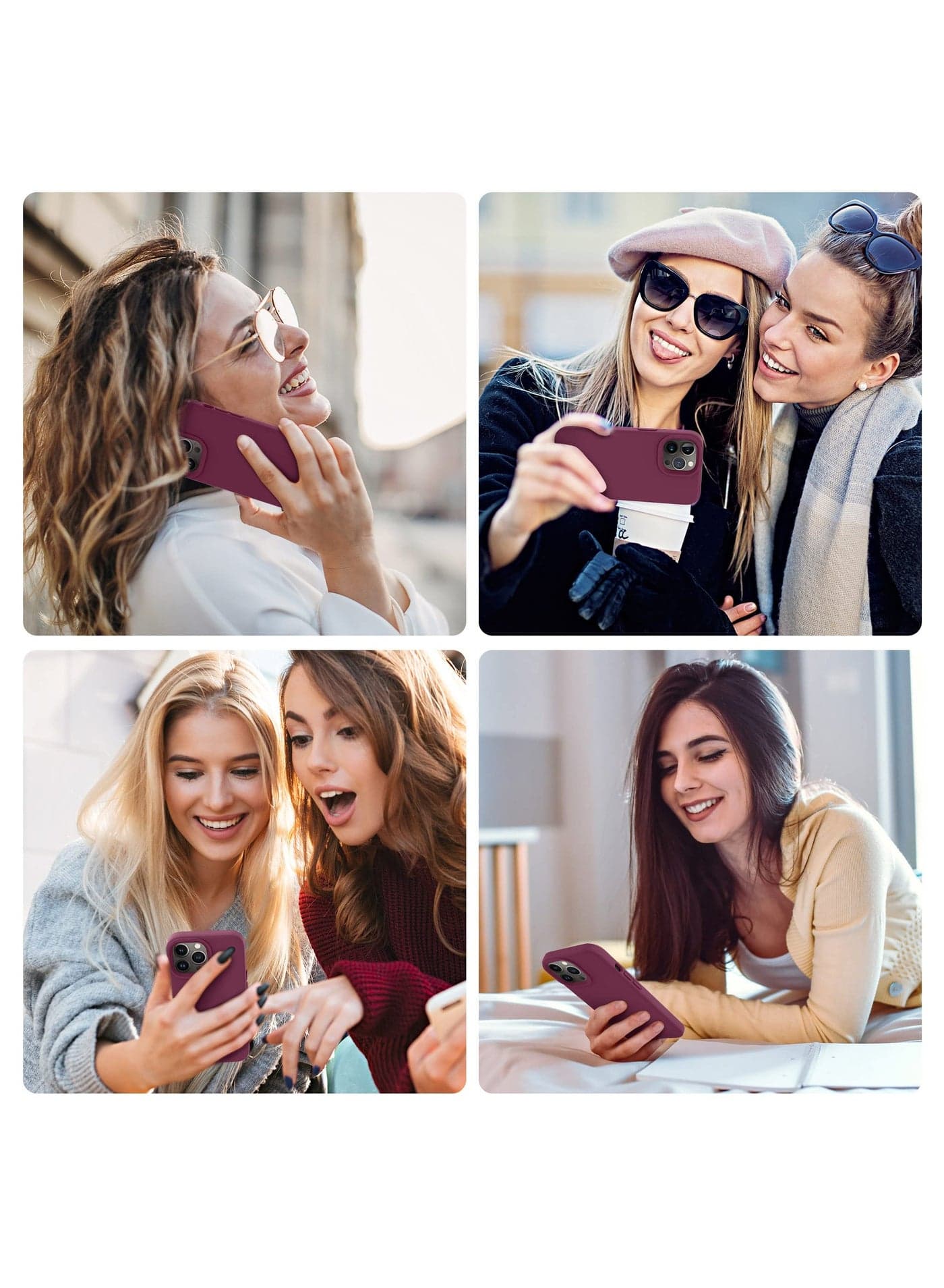 Compatible with iPhone 15 Pro 6.1 Inch Slim Liquid Silicone 4 Layers Soft Gel Rubber Shockproof Protective Phone Case with Anti Scratch Microfiber Lining (Wine Red) Cases & Covers (٧)