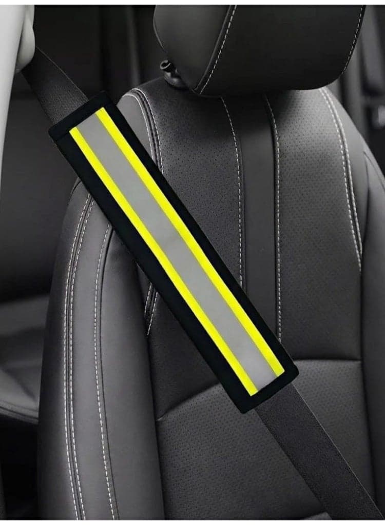 غطاء حماية حزام مقعد السيارة، قطعتان، مناسب لجميع أنواع السيارات (اصفر ورمادي) Steering Covers