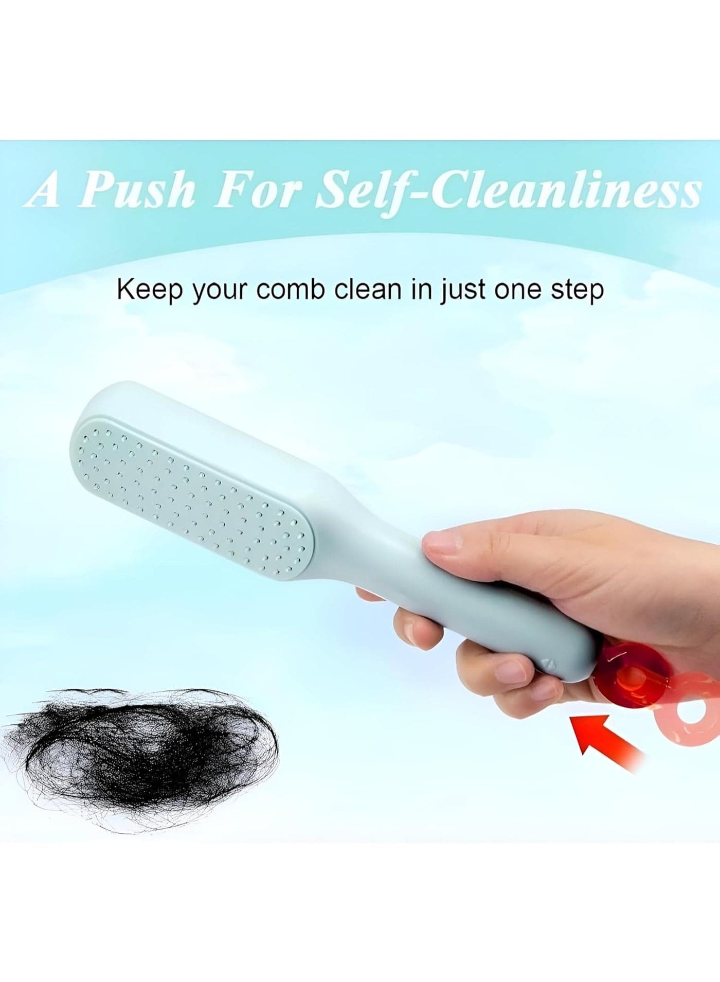 Self-Cleaning Hair Brush with Anti-Static Massage Bristles – Soft Detangling Hairbrush for Women for Long, Short, Wavy & Straight Hair – Pain-Free Anti-Tangle Comb with Retractable Bristles – Stylish Multi-Color Hair Brush (1 Piece) (3)