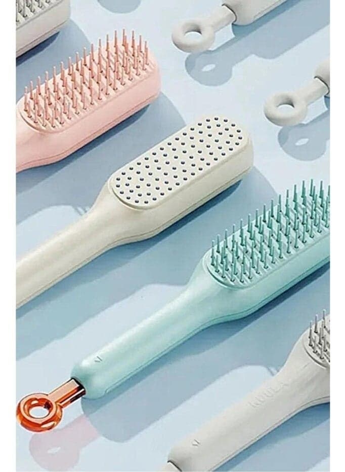 Self-Cleaning Hair Brush with Anti-Static Massage Bristles – Soft Detangling Hairbrush for Women for Long, Short, Wavy & Straight Hair – Pain-Free Anti-Tangle Comb with Retractable Bristles – Stylish Multi-Color Hair Brush (1 Piece) (6)