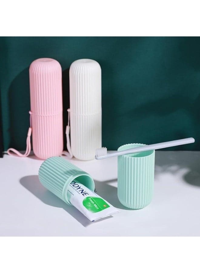 Capsule Toothbrush Holder Travel Case 2 Pieces, Portable Toothbrush and Toothpaste Storage Box for Bathroom Travel Camping School Use, Hygienic Plastic Organizer Random Color (١٠)